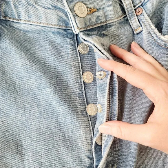 Agolde NWT Riley High Rise Straight Crop Button Fly Shiver Wash Denim Jeans 31 - Picture 7 of 13